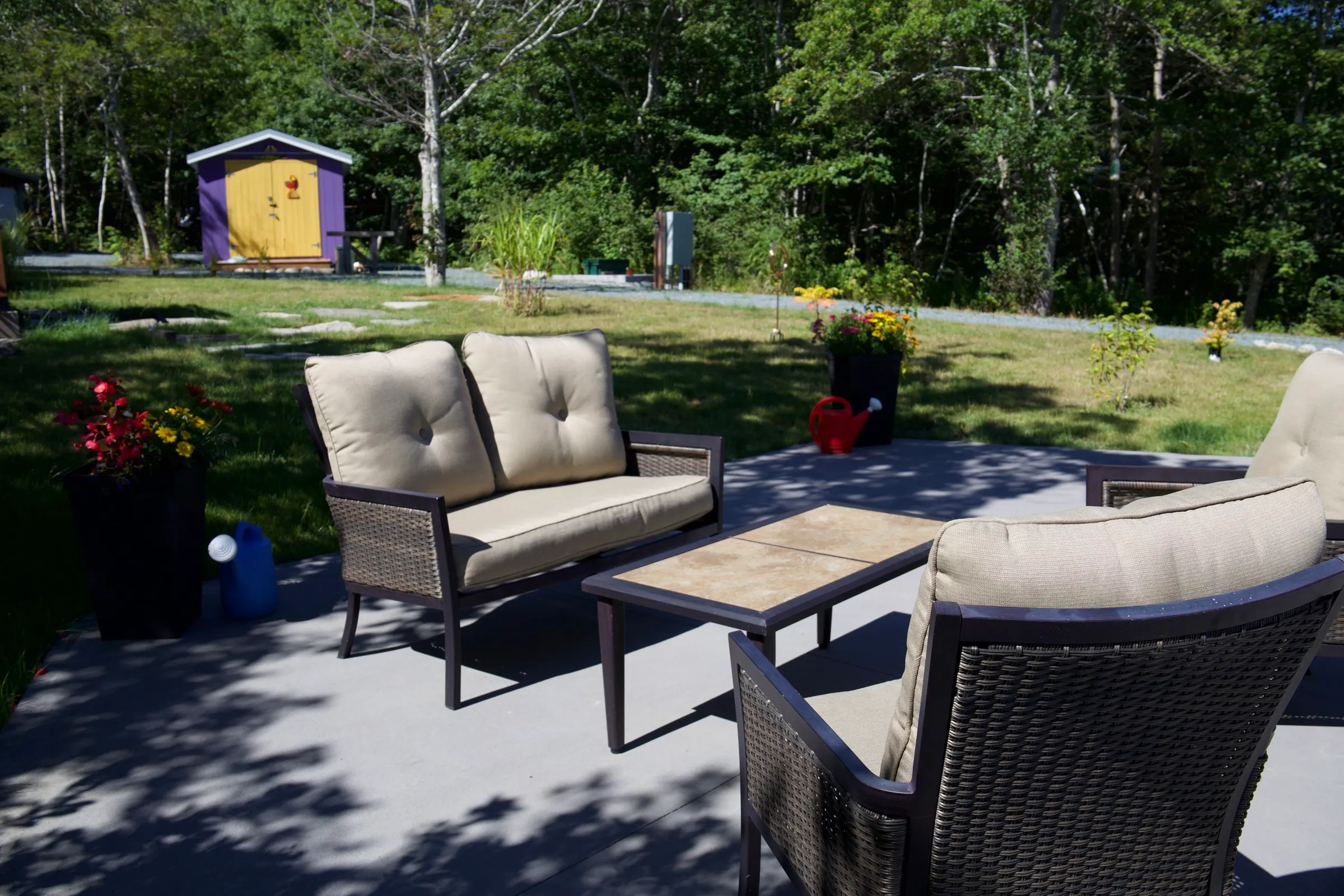 Outdoor seating on the back deck