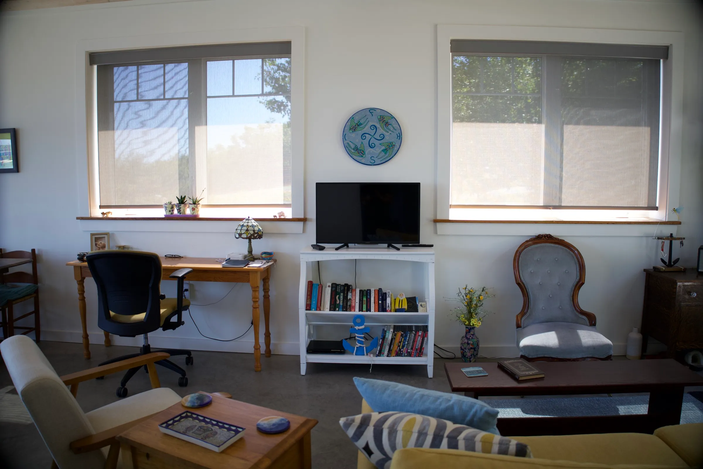 Seating area with a television